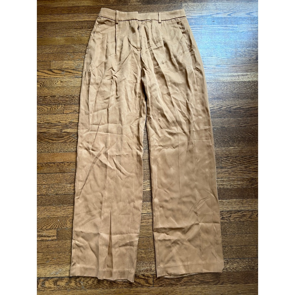 J.Crew Womens Pleated Loose Leg Trousers Camel Tan High Rise Dress Pants Size 4